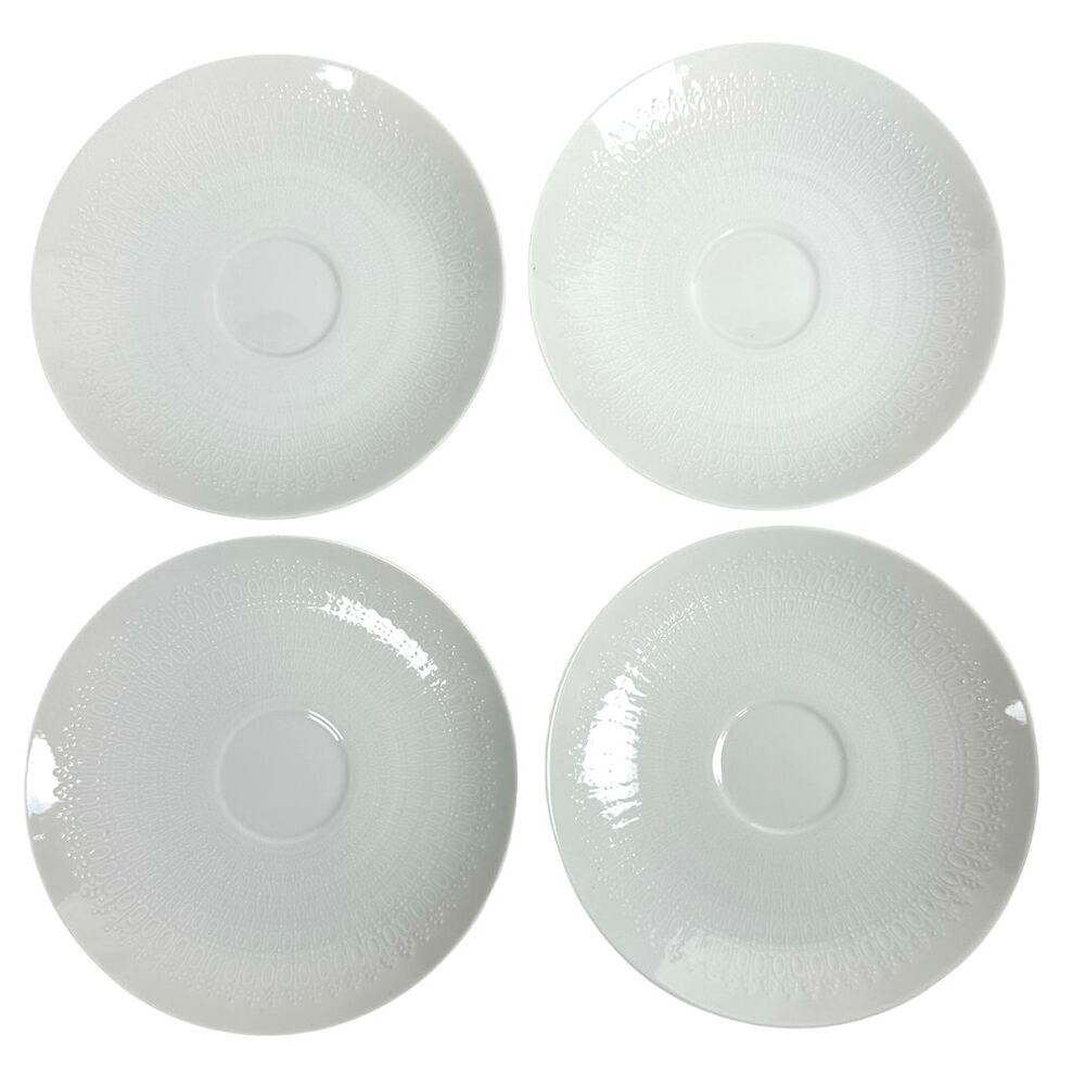 Rosenthal Romance White Studio Linie Bjorn Wiinblad 6" Cup Saucers-Set of 4